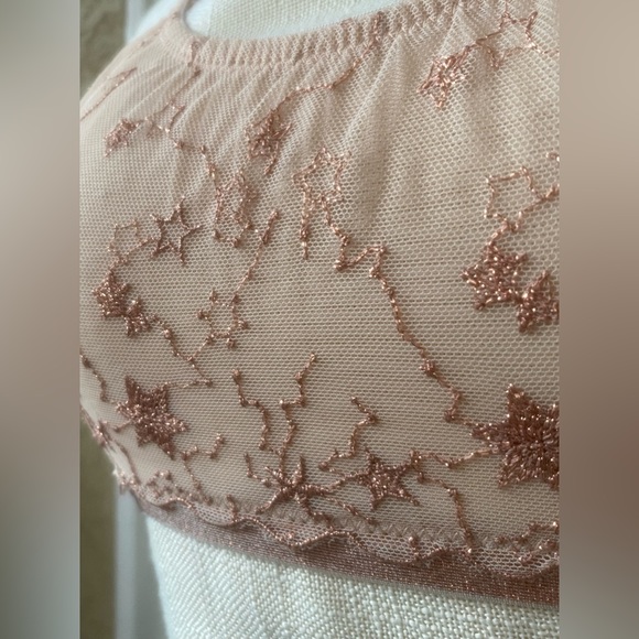 intimately free people luna bralette rose gold mesh constellation stars sz m - Picture 2 of 11